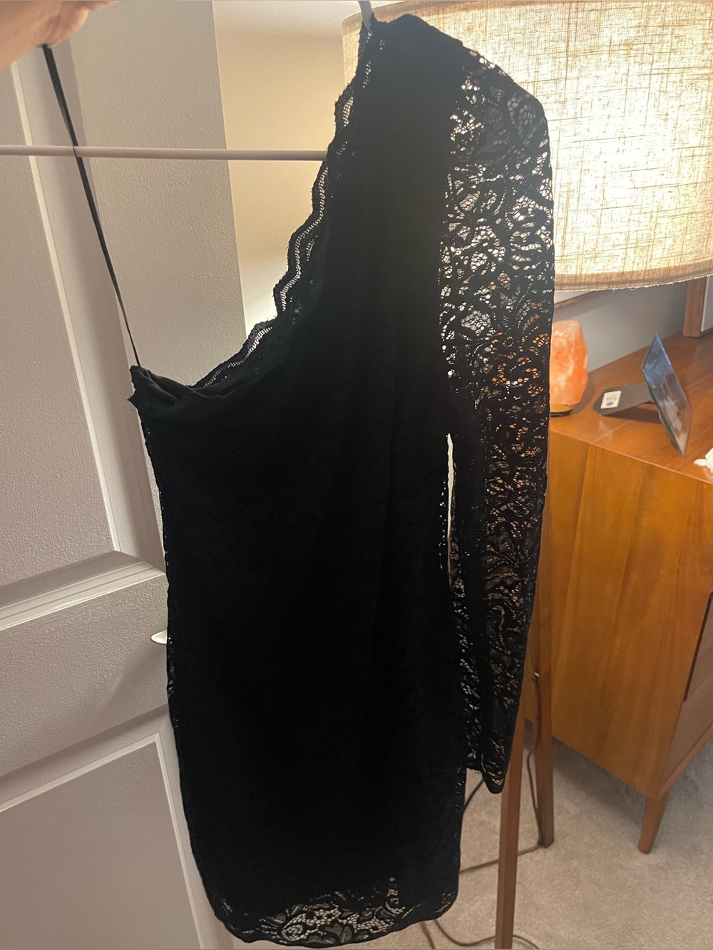 Express Black Lace One Shoulder Mini Dress